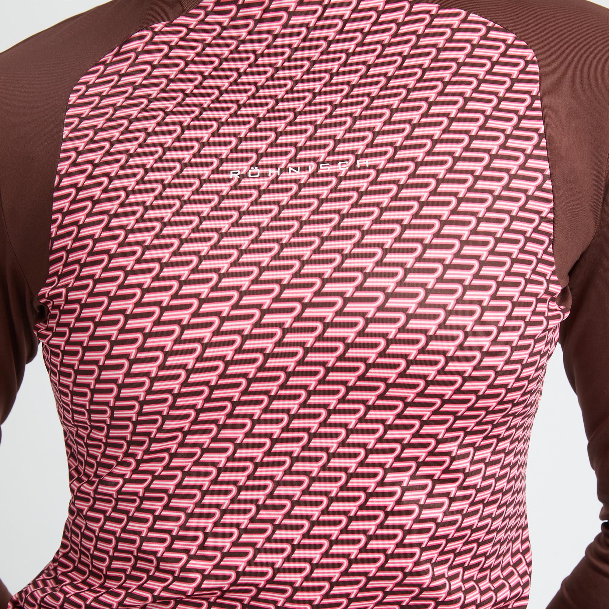 Rohnisch Ellie Brushed Ladies Thermal Golf Polo Shirt Carmine Rose Retro R Monogram
